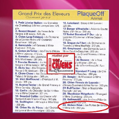 Du chevalier de saint maxime - Classement final