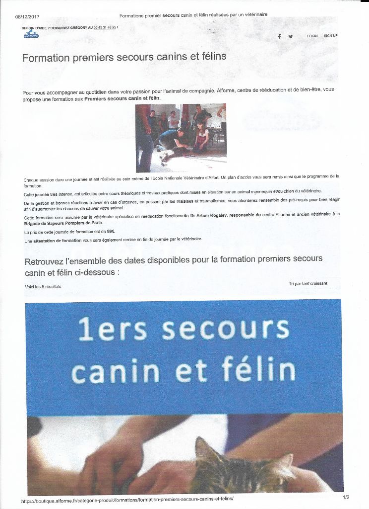 du domaine du framire - NOUVELLE FORMATION PREMIERS SECOURS CANIN