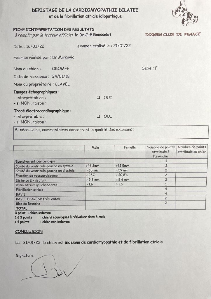 Résultats cardiomyopathie dilatée et fibrillation atriale pour Oromée