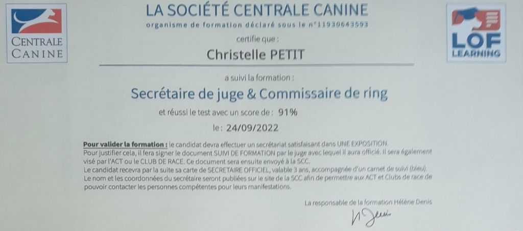 du Savage Garden - FORMATION SCC Secrétaire d'expositions & Commissaire de ring