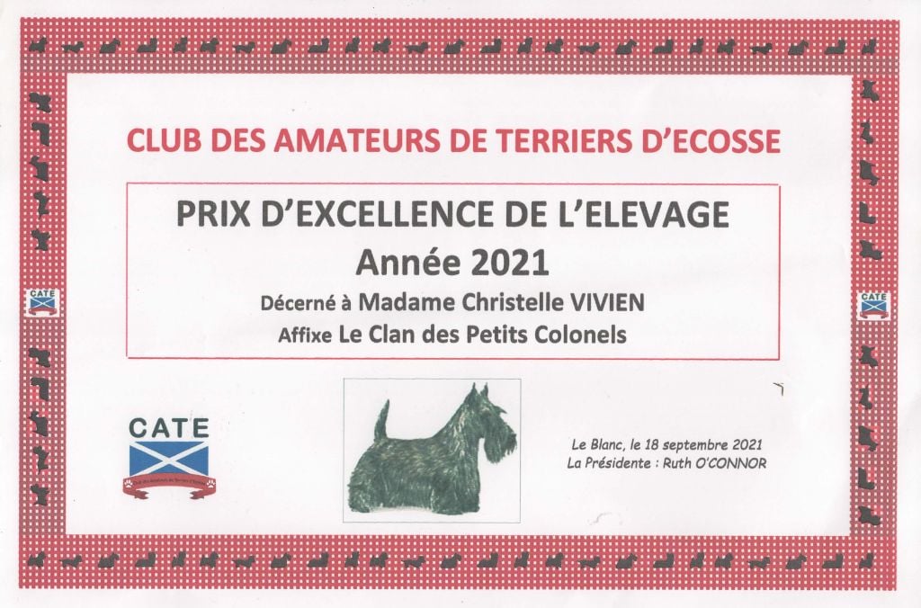 du Clan des Petits Colonels - 3ème Prix d'Excellence