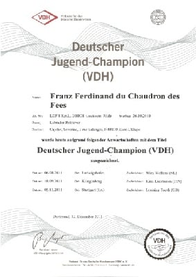 du Chaudron des Fées - Homologation du titre de champion jeune.