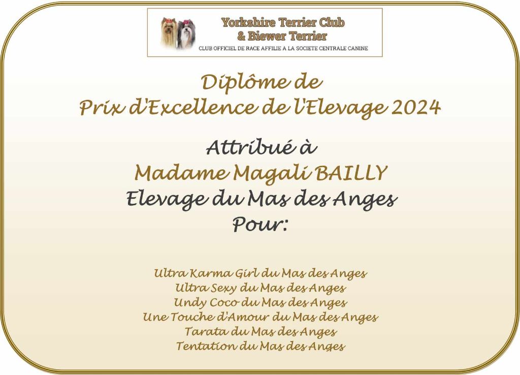 du Mas des Anges - Prix de l'excellence 2024