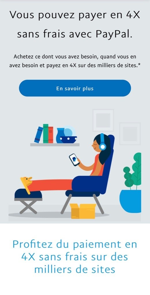 Paiement PayPal en 4 fois possible 